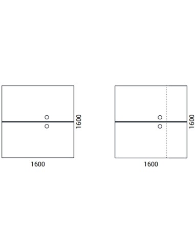 Schéma du bureau double AIR 160x160 cm avec ou sans armoire