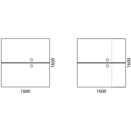 Schéma du bureau double AIR 160x160 cm avec ou sans armoire