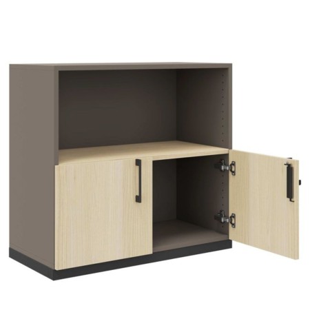 Armoire avec serrure et étagère ouverte coloris bois bicolor pour bureau CHOICE