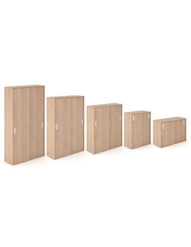Armoire CHOICE avec portes coulissantes et serrure, disponible en plusieurs hauteurs et largeurs, finition