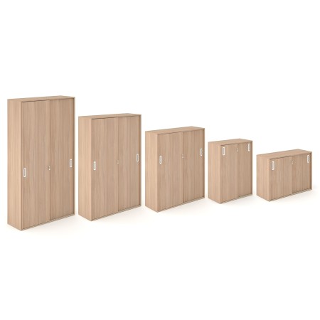 Armoire CHOICE avec portes coulissantes et serrure, disponible en plusieurs hauteurs et largeurs, finition