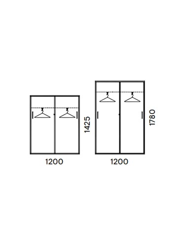Dimensions de l'armoire vestiaire avec portes coulissantes CHOICE