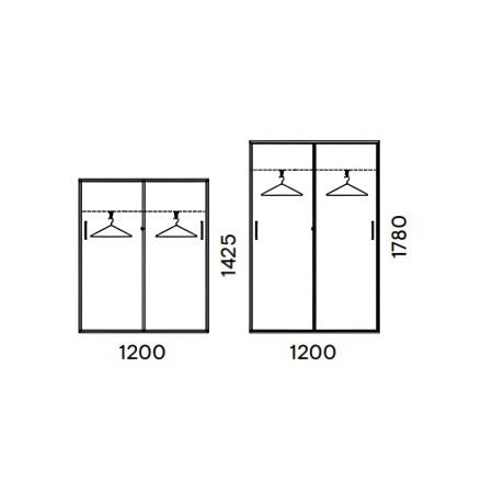 Dimensions de l'armoire vestiaire avec portes coulissantes CHOICE