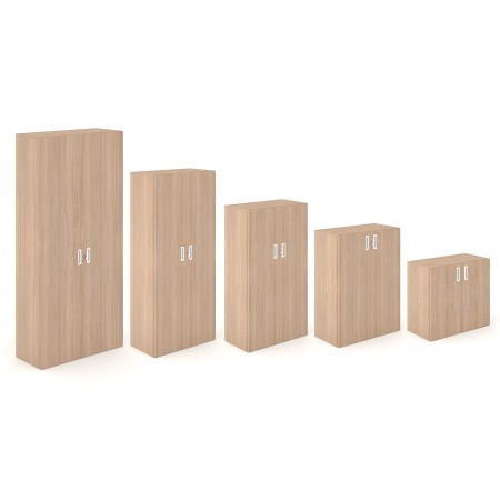 Armoire CHOICE bois avec portes battantes et serrure, poignées noires, sans ou avec étagères