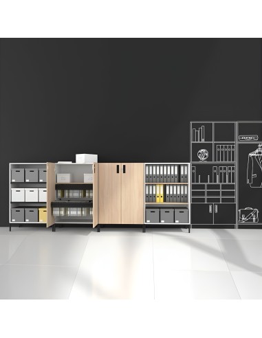 Armoire CHOICE pour espaces de taravil et bureau - design bois moderne et épuré