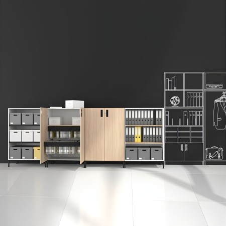 Armoire CHOICE pour espaces de taravil et bureau - design bois moderne et épuré