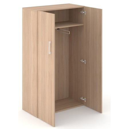 Armoire vestiaire CHOICE avec portes battantes sans serrure, avec tringle et étagère, finition bois