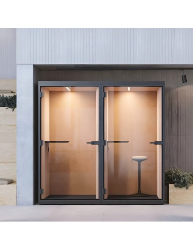 Cabines acoustiques SONUS S doubles avec tabouret pour bureaux modernes