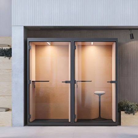 Cabines acoustiques SONUS S doubles avec tabouret pour bureaux modernes