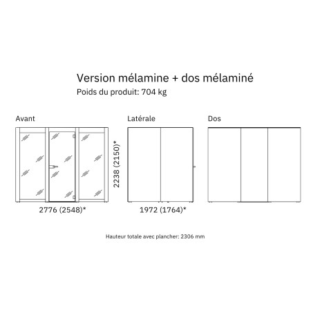 Version mélamine et dos mélaminé
