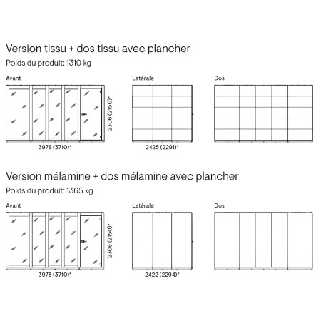 Version tissu et mélaminé XL