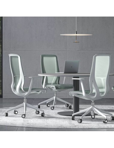 Siège de bureau D-CHAIR résille gris clair en salle de réunion moderne