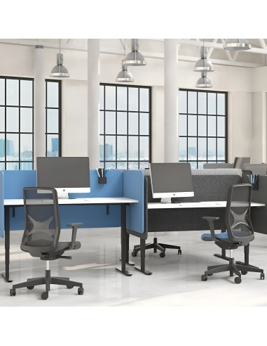 Bureaux individuels avec écrans acoustiques pour concentration postes de travail DESK 760