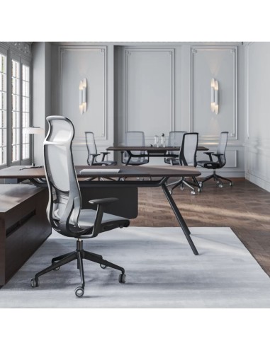 Fauteuil D-CHAIR Direction gris clair avec dossier haut dans bureau exécutif