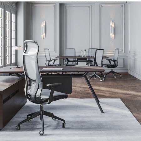 Fauteuil D-CHAIR Direction gris clair avec dossier haut dans bureau exécutif