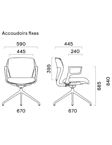 OFY visiteur – configuration sans accoudoirs et avec patins pour sol dur