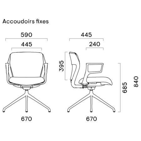 OFY visiteur – configuration sans accoudoirs et avec patins pour sol dur