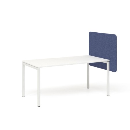Écran acoustique latéral gauche 1000 mm bleu monté sur bureau blanc DESK 760