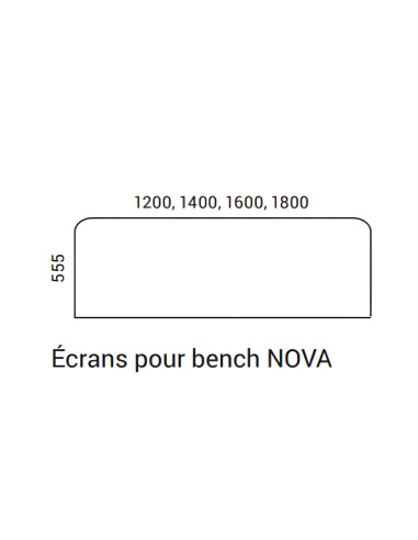 Dimensions de l'écran acoustique TOP 530 pour bench