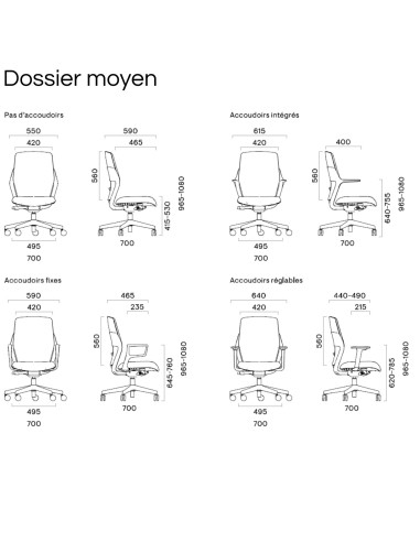 Mesure de la chaise OFY dossier moyen