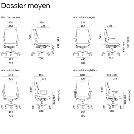 Mesure de la chaise OFY dossier moyen