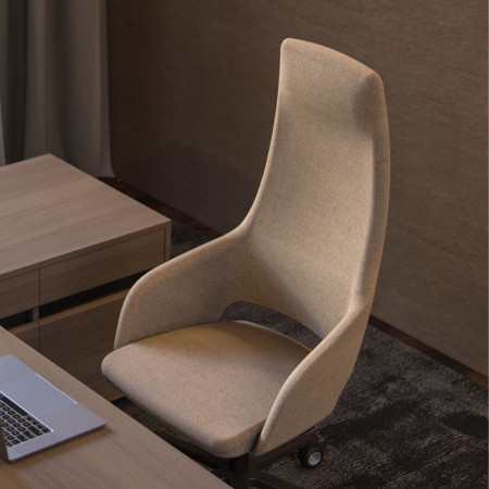 	Chaise haute de direction beige vue de côté Sandie 2