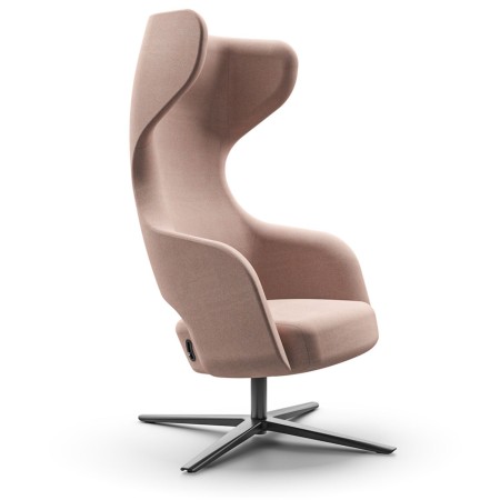 Chaise design pivotante dossier haut rose - Sandie