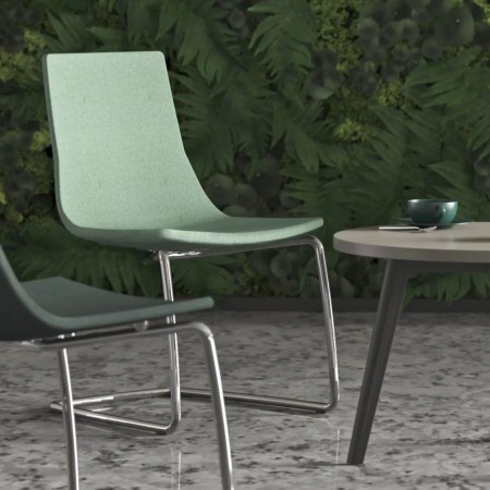 Dimensions chaise North Cape porte-à-faux – coque tissu bleu clair pour espaces de conférence 2