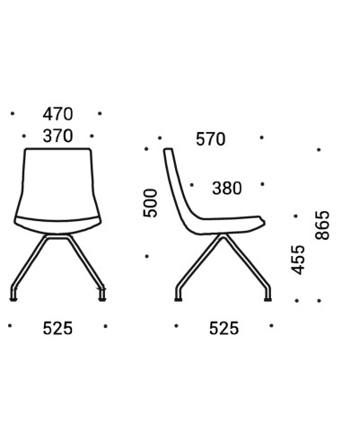 Dimensions chaise North Cape piètement 4 pieds