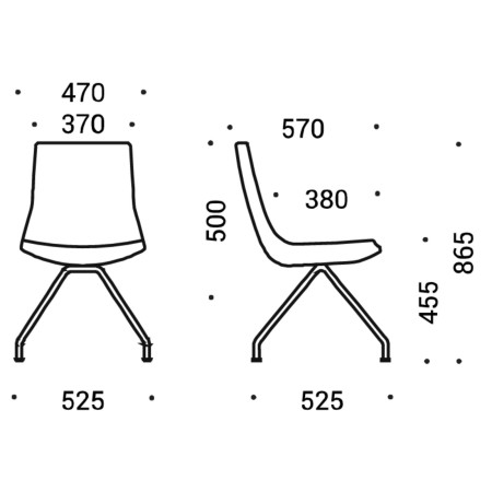 Dimensions chaise North Cape piètement 4 pieds
