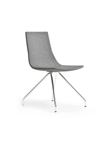 Chaise North Cape 4 pieds fixes – vue latérale avec revêtement tissu gris