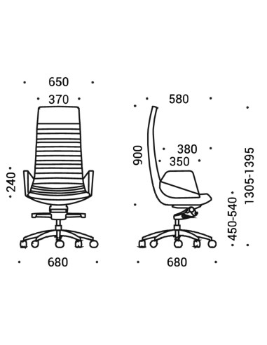 Dimensions et fonctions de la chaise de bureau ergonomique.	North Cape