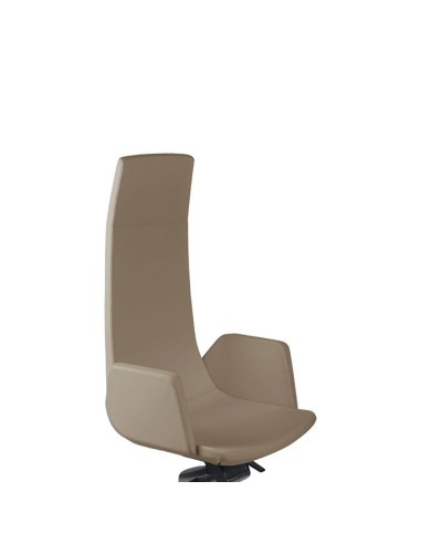  Siège de direction tissu taupe North Cape avec dossier haut et accoudoirs rembourrés vue 3/4