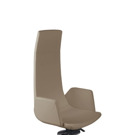  Siège de direction tissu taupe North Cape avec dossier haut et accoudoirs rembourrés vue 3/4