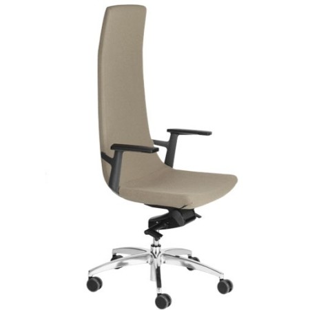 Chaise de bureau en cuir beige avec accoudoirs plastique – North Cape