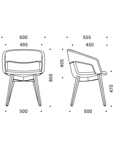 Dimensions techniques chaise visiteur TWIST&SIT