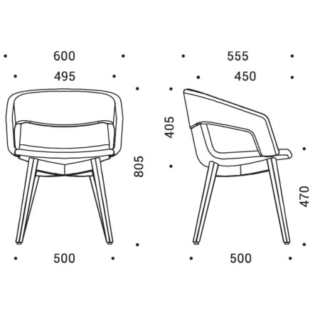 Dimensions techniques chaise visiteur TWIST&SIT