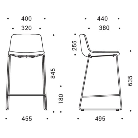Dimensions tabouret TWIST&SIT 640 mm – parfait pour plans hauts ou mange-debout.
