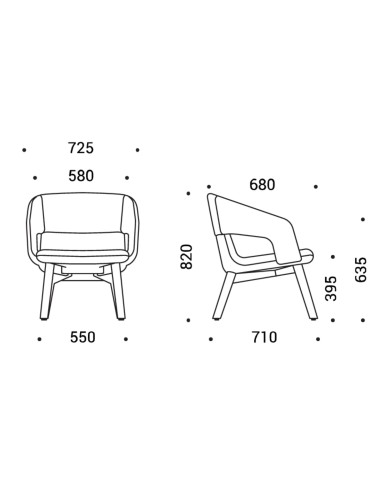 Dimensions fauteuil pivotant lounge sur base étoile fixe – TWIST&SIT Soft
