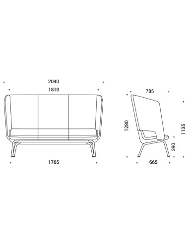 Dimensions canapé 3 places avec dossier enveloppant – TWIST&SIT Soft