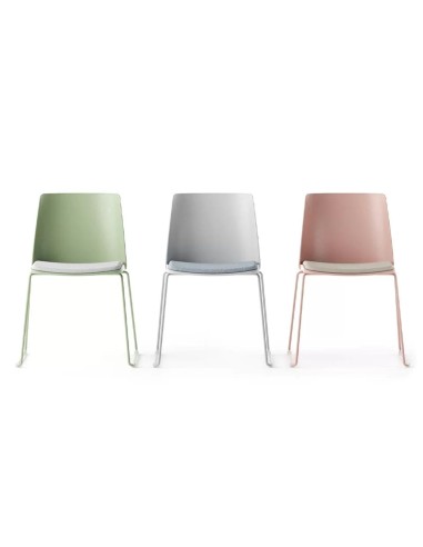 Chaises design Polytone L coloris pastel – vert, gris, rose