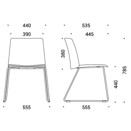 Dimensions chaise Polytone L piètement luge