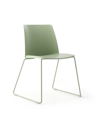 Chaise empilable piètement luge vert pastel – Polytone L