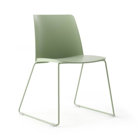 Chaise empilable piètement luge vert pastel – Polytone L