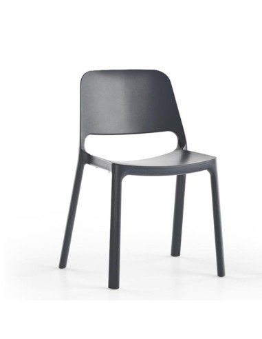Chaise noire empilable sans accoudoirs pour intérieur et extérieur – Polytone O