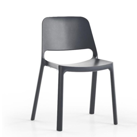 Chaise noire empilable sans accoudoirs pour intérieur et extérieur – Polytone O