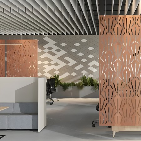 Composition murale design avec panneaux acoustiques géométriques Acoustic Artwork