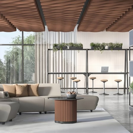 Baffles acoustiques Wave en feutre PET suspendus au plafond Acoustic Artwork