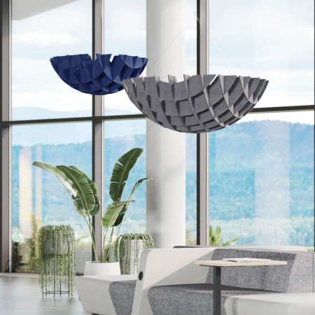 Demi-sphère acoustique en feutre PET suspendue pour bureau et open space Acoustic Artwork
