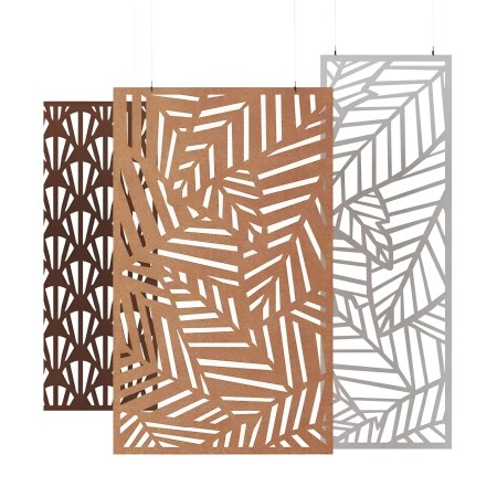 Cloisons acoustiques suspendues en feutre PET avec motifs ajourés décoratifs